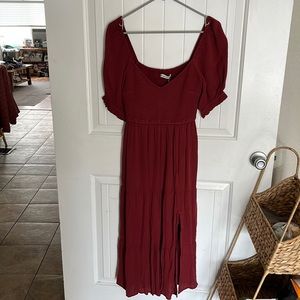 Abercrombie & Fitch Maroon Midi Dress Sz LP NWT